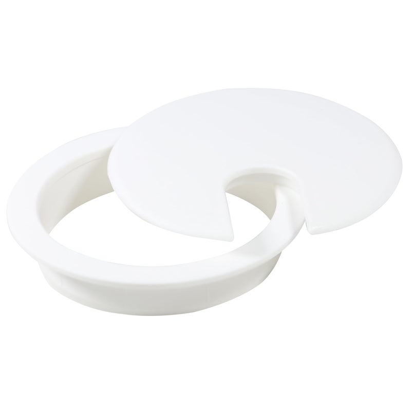 ROK 2 Pack Rok Hardware 3" (76mm) White Round Computer Desk Table Port Wire Cable Cord Organizer Hole Cover Grommet, ROKRG3WHT - Image 2